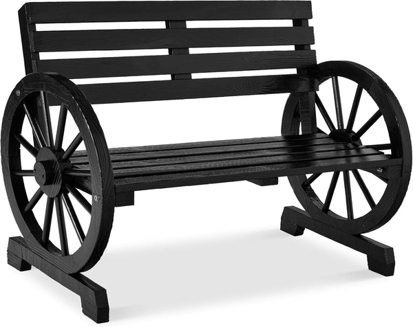 Best Choice Products - Banco de ruedas de madera para 2 personas para patio trasero, patio, porche, jardín, muebles de salón al aire última intervensión con diseño rústico de campo, asiento y respaldo