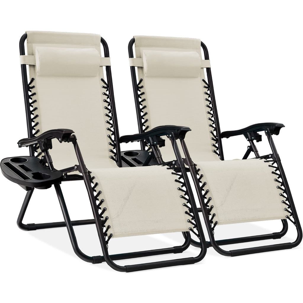 Best Choice Products - Juego de 2 sillas reclinables ajustables de malla de acero con gravedad cero con almohadas y bandejas para portavasos - rosa intenso/negro