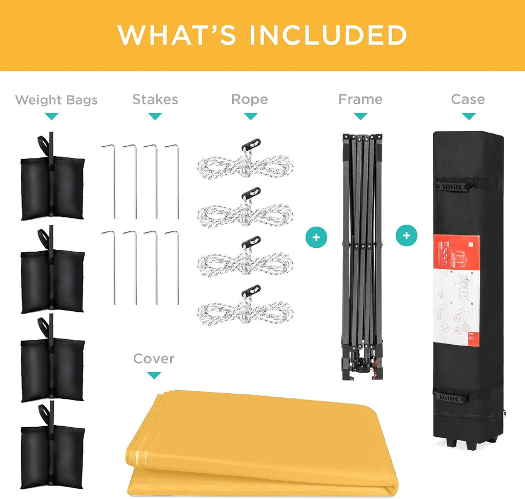 Best Choice Products - Tienda de campaña desplegable de 8 x 8 pies para 1 persona, refugio portátil instantáneo con empuje de 1 botón, estuche, 4 bolsas de peso, caléndula