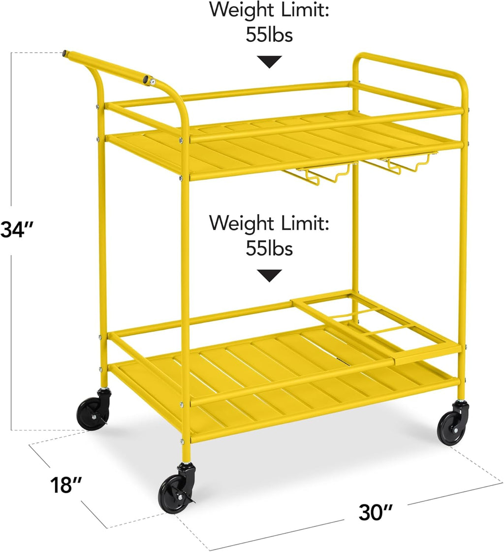 Best Choice Products - Carrito de bar móvil para exteriores, carrito de servicio de bar para el hogar, carrito de parrilla con almacenamiento de 2 niveles, estante para vino, ruedas bloqueables, color