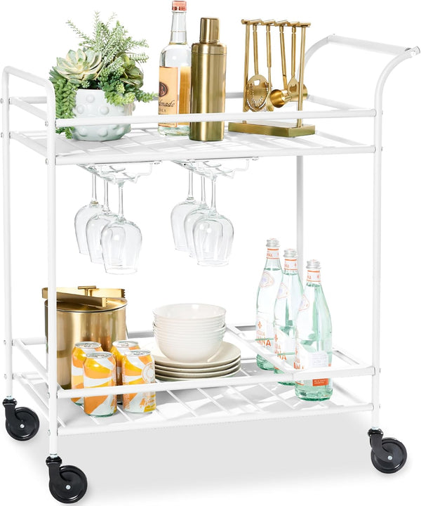 Best Choice Products - Carrito de bar móvil para exteriores, carrito de servicio de bar para el hogar, mesa auxiliar para barbacoa con almacenamiento de 2 niveles, estante para vino, ruedas con