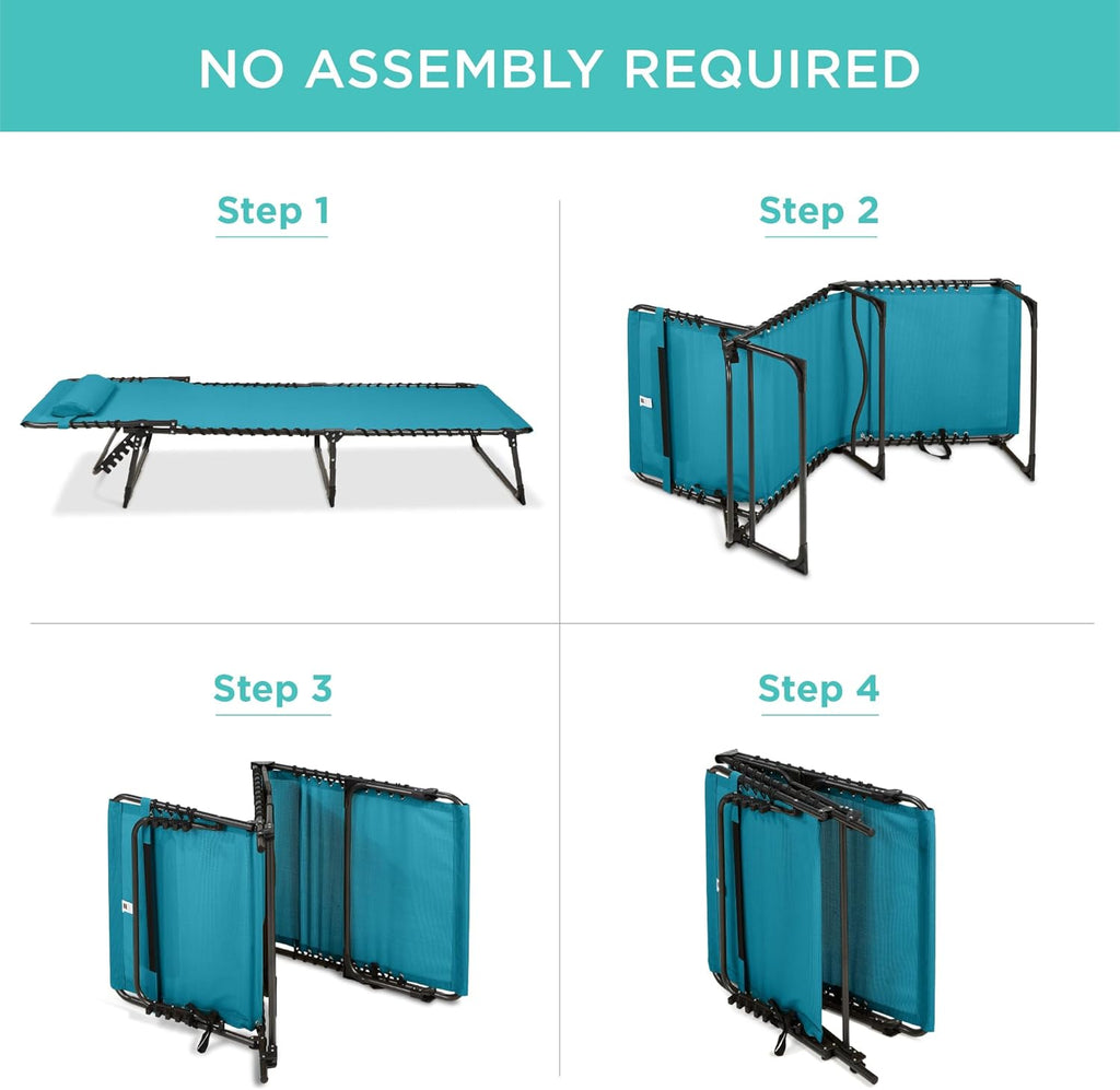 Best Choice Products - Sillón reclinable plegable portátil para césped, con 8 posiciones, asas, capacidad de 300 libras, pavo real