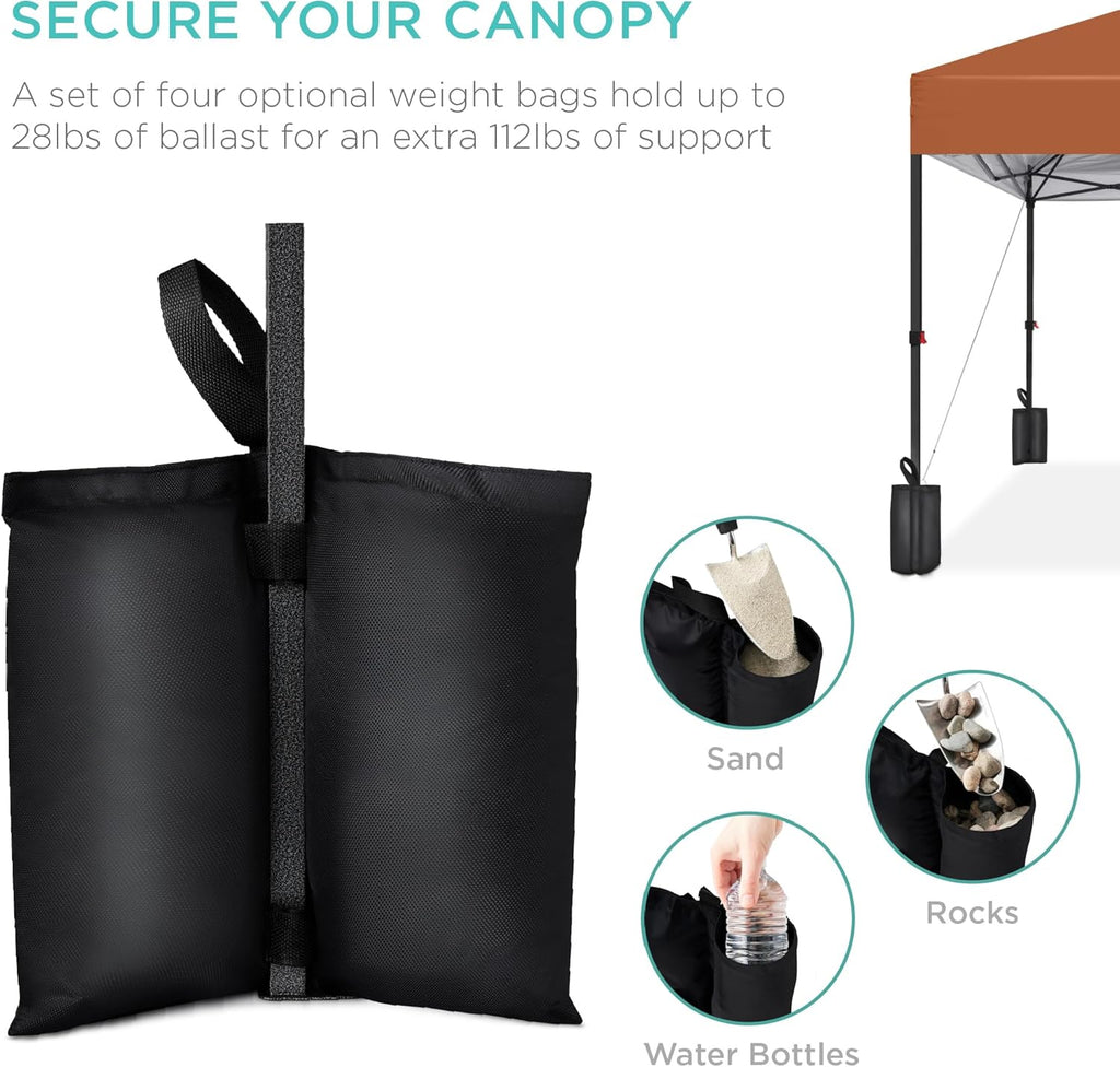 Best Choice Products - Tienda de campaña desplegable de 12 x 12 pies con 1 botón, funda, 4 bolsas de peso, color óxido