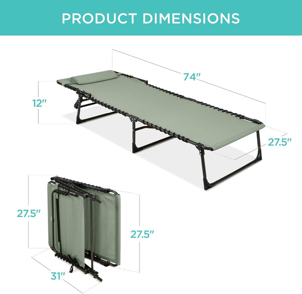Best Choice Products - Sillón reclinable plegable portátil para césped, con 8 posiciones, asas, capacidad de 300 libras, color verde salvia