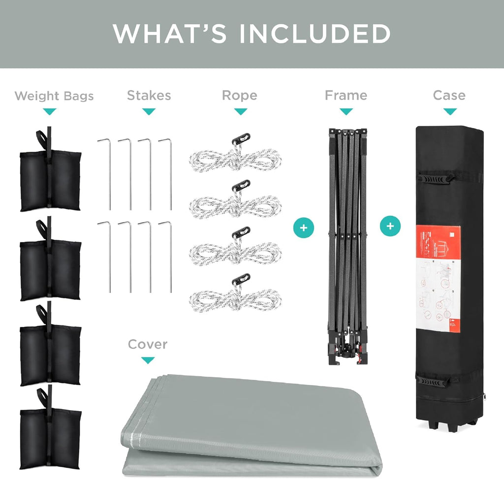 Best Choice Products - Tienda de campaña desplegable de 8 x 8 pies para 1 persona, refugio portátil instantáneo con empuje de 1 botón, estuche, 4 bolsas de peso, color plateado