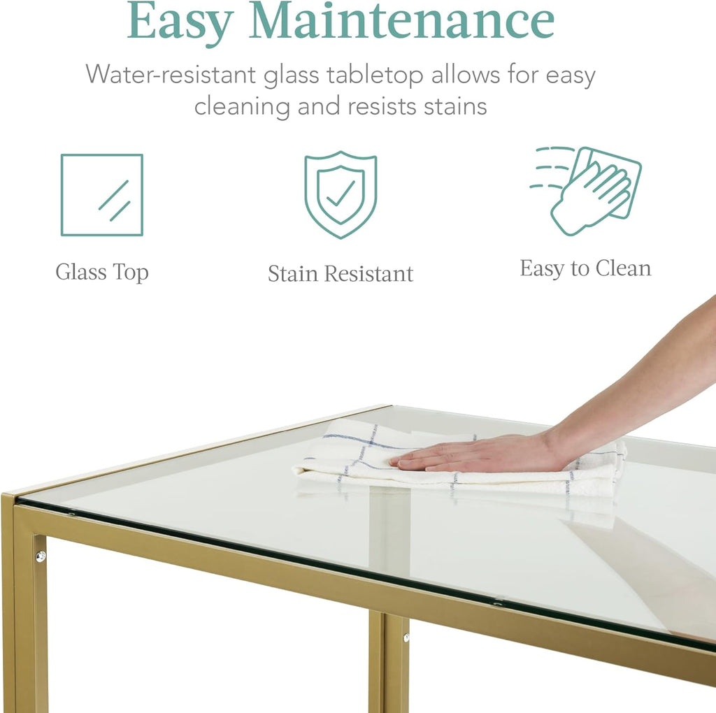 Best Choice Products - Juego de comedor de vidrio de 5 piezas, muebles modernos de mesa de cocina para comedor, comedor, comedor, compacto ahorro de espacio con mesa de vidrio, 4 sillas de poliuretano