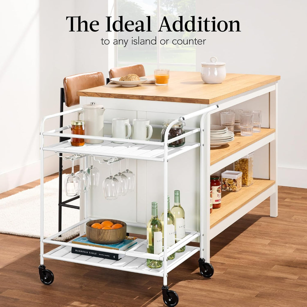 Best Choice Products - Carrito de bar móvil para exteriores, carrito de servicio de bar para el hogar, mesa auxiliar para barbacoa con almacenamiento de 2 niveles, estante para vino, ruedas con