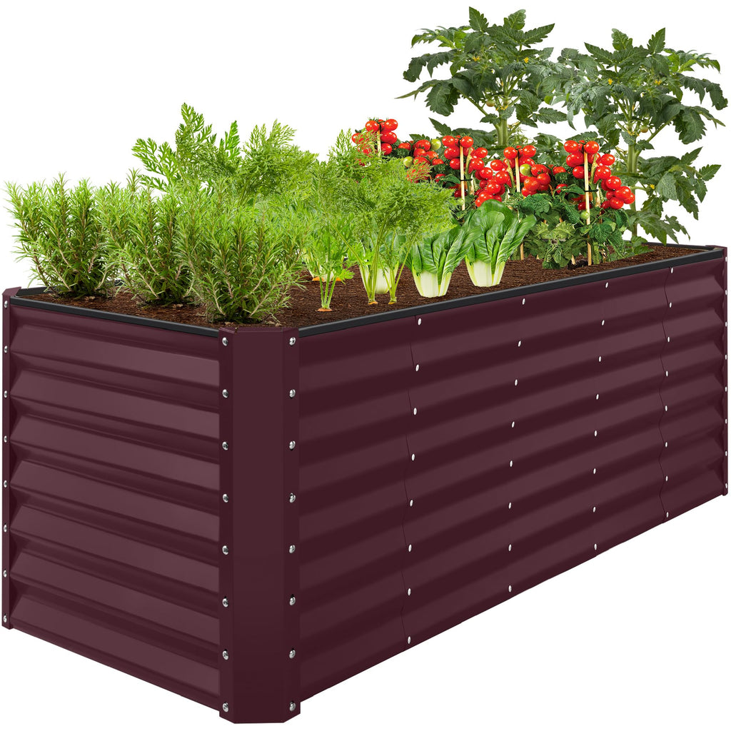 Best Choice Products - Cama de jardín elevada de metal para exteriores, de 4 x 2 pies, caja de macetas de raíces profundas para verduras, flores, hierbas con capacidad de 119 galones, color burdeos