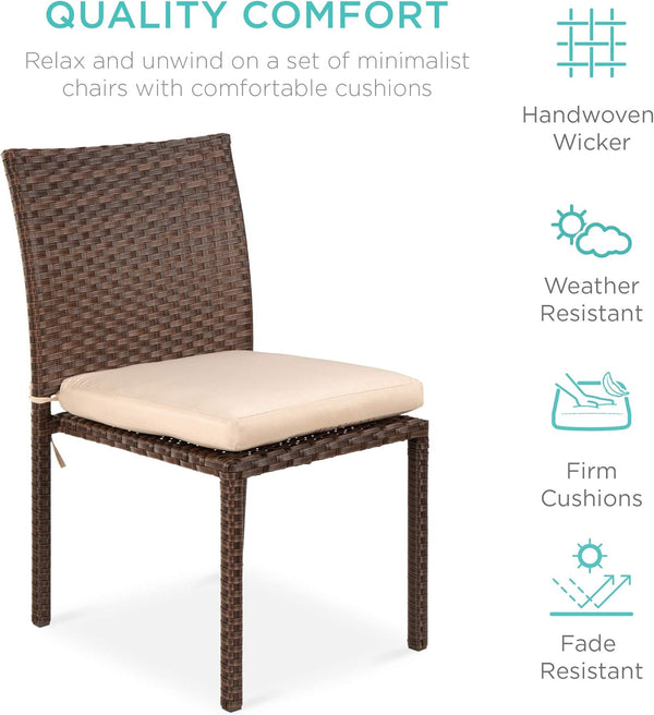 Best Choice Products Outdoor Wicker Patio Stacking Chairs Set of 4 -Brown