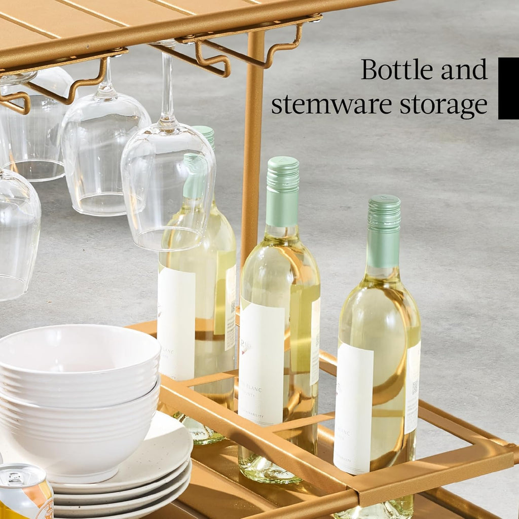 Best Choice Products - Carrito de bar móvil para exteriores, carrito de servicio de bar para el hogar, mesa auxiliar para barbacoa con almacenamiento de 2 niveles, estante para vino, ruedas con