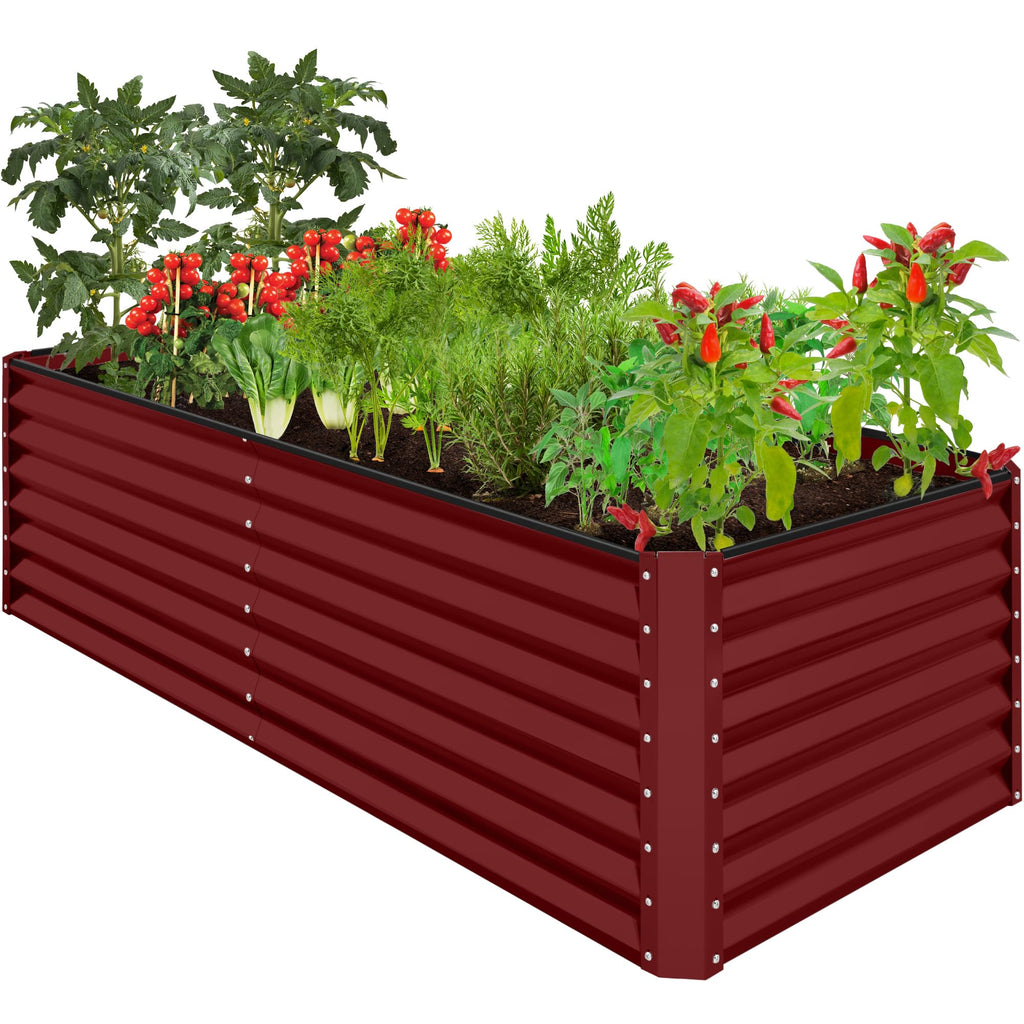 Best Choice Products - Cama de jardín elevada de metal para exteriores, de 8 x 4 x 2 pies, caja para macetas de raíces profundas para verduras, flores, hierbas y suculentas con capacidad de 478