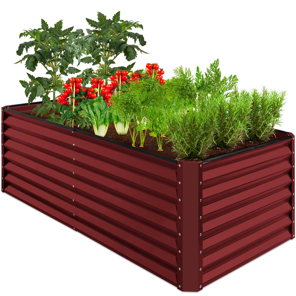 Best Choice Products - Cama de jardín elevada de metal para exteriores, de 4 x 2 pies, caja de macetas de raíces profundas para verduras, flores, hierbas con capacidad de 119 galones, color burdeos