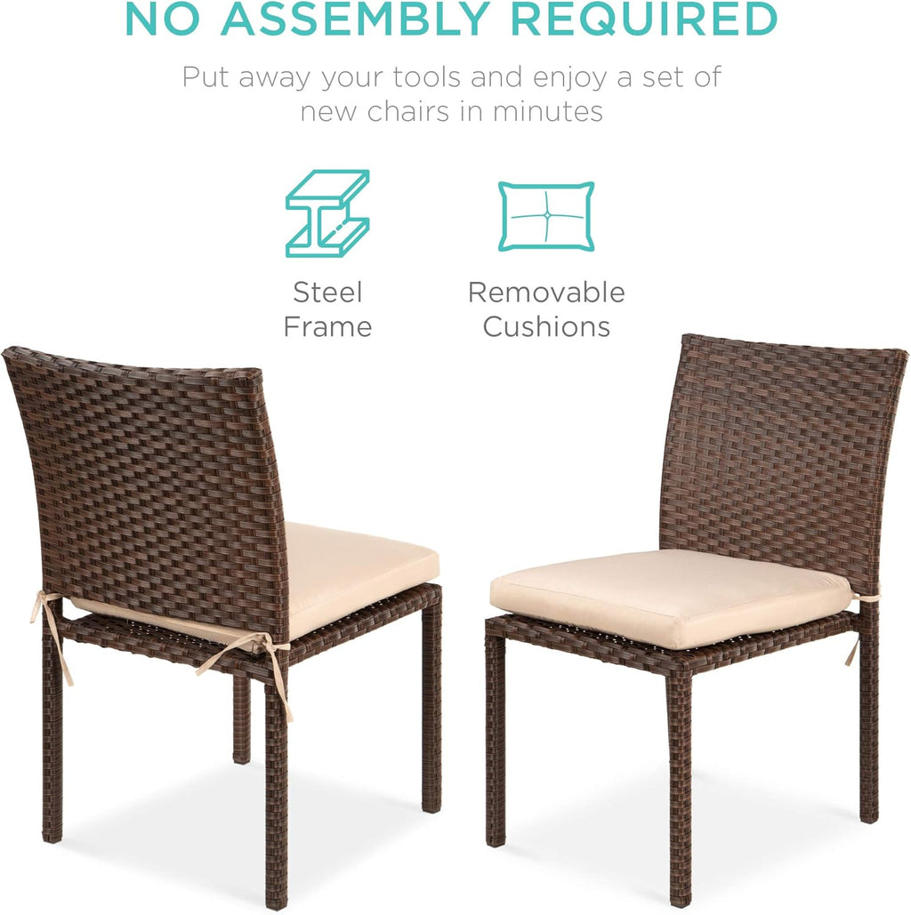 Best Choice Products Outdoor Wicker Patio Stacking Chairs Set of 4 -Brown