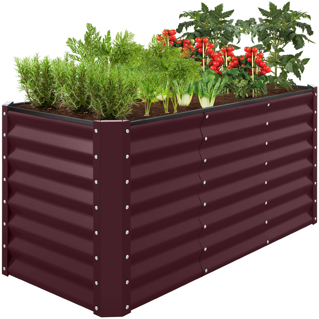 Best Choice Products - Cama de jardín elevada de metal para exteriores, de 4 x 2 pies, caja de macetas de raíces profundas para verduras, flores, hierbas con capacidad de 119 galones, color burdeos