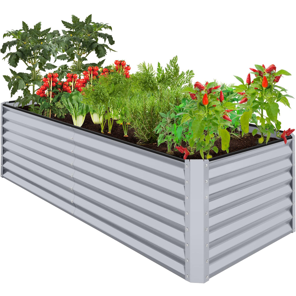 Best Choice Products - Cama de jardín elevada de metal para exteriores, de 8 x 4 x 2 pies, caja para macetas de raíces profundas para verduras, flores, hierbas y suculentas con capacidad de 478