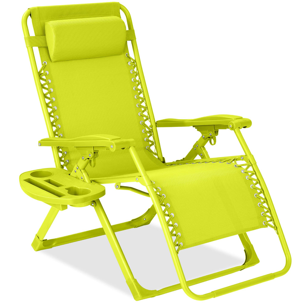Best Choice Products - Silla ajustable de alta calidad con gravedad cero y monocromática, plegable, reclinable para patio con bandeja lateral, reposacabezas - Lavanda