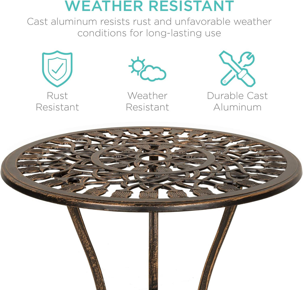 Best Choice Products - Juego de 3 Piezas de Aluminio Fundido Resistente al óxido para Exteriores con diseño de tulipán, Acabado Antiguo, Cobre