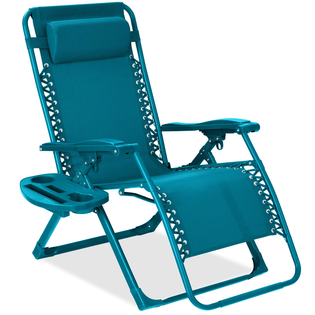 Best Choice Products - Silla ajustable de alta calidad con gravedad cero y monocromática, plegable, reclinable para patio con bandeja lateral, reposacabezas - Lavanda