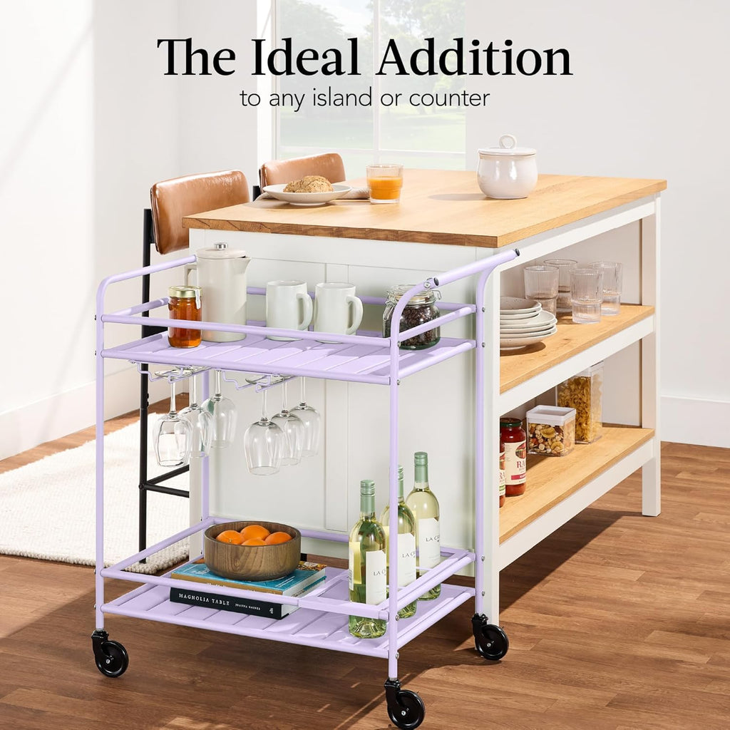 Best Choice Products - Carrito de bar móvil para exteriores, carrito de servicio de bar para el hogar, mesa auxiliar para barbacoa con almacenamiento de 2 niveles, estante para vino, ruedas con