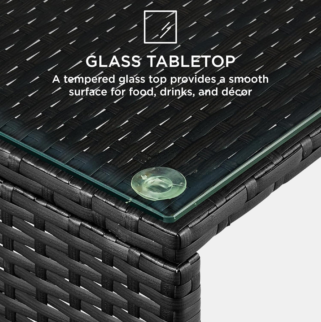 Best Choice Products - Juego de muebles de mimbre para patio de patio de 4 piezas para patio trasero con mesa de centro, cojines de asiento, color negro y pavo real