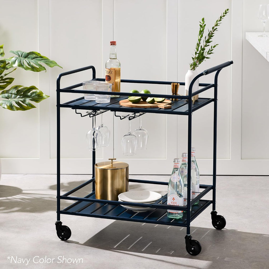 Best Choice Products - Carrito de bar móvil para exteriores, carrito de servicio de bar para el hogar, mesa auxiliar para barbacoa con almacenamiento de 2 niveles, estante para vino, ruedas