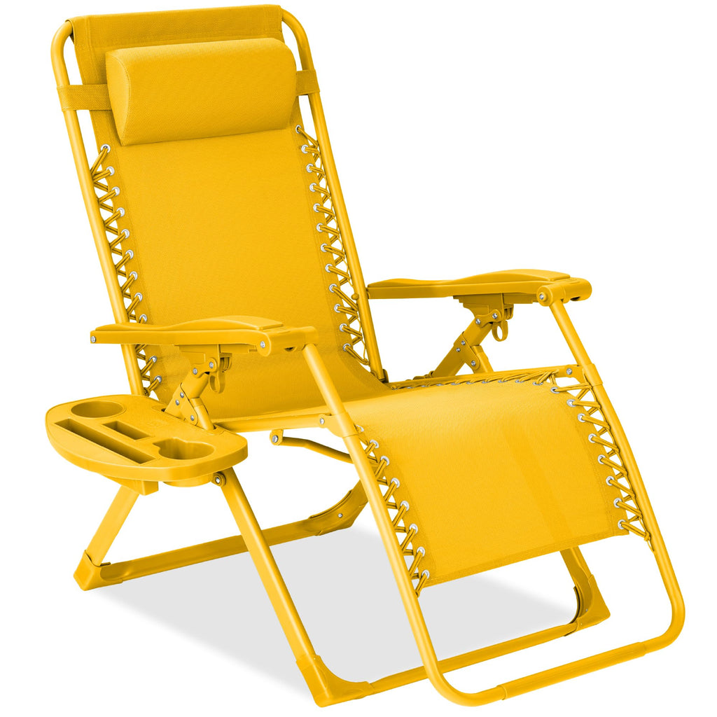 Best Choice Products - Silla ajustable de alta calidad con gravedad cero y monocromática, plegable, reclinable para patio con bandeja lateral, reposacabezas - Lavanda