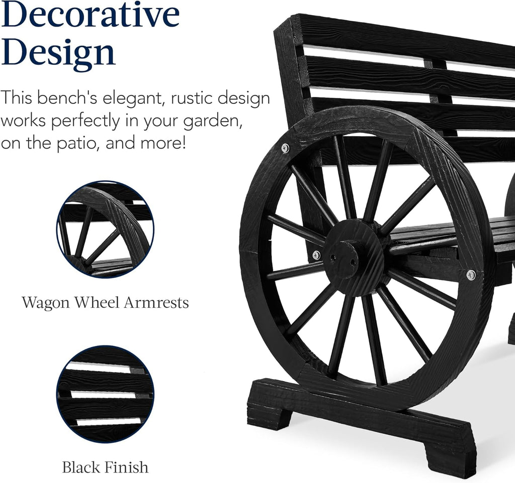 Best Choice Products - Banco de ruedas de madera para 2 personas para patio trasero, patio, porche, jardín, muebles de salón al aire última intervensión con diseño rústico de campo, asiento y respaldo