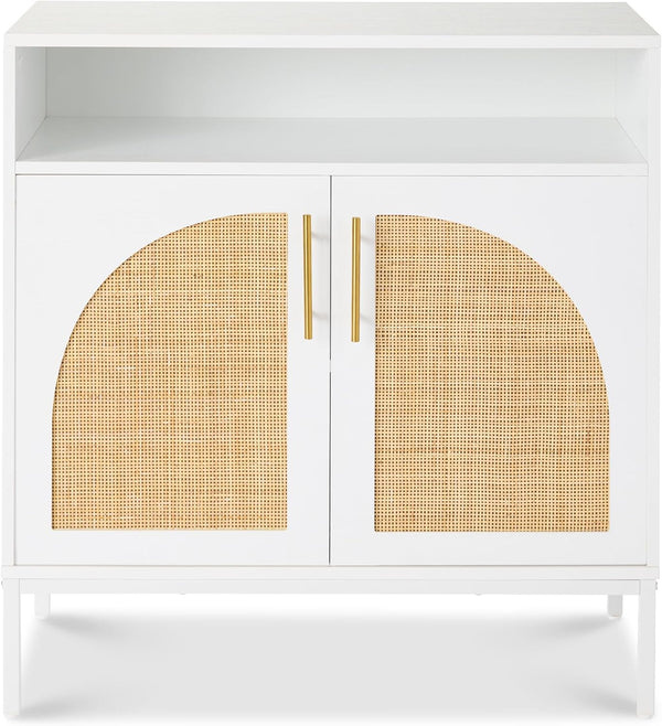 Best Choice Products - clóset buffet de ratán, mesa de entrada, clóset de almacenamiento decorativo, mesa de consola para pasillo, sala de estar, comedor, color blanco