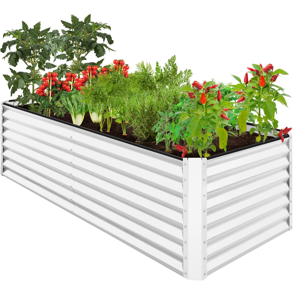 Best Choice Products - Cama de jardín elevada de metal para exteriores, de 8 x 4 x 2 pies, caja para macetas de raíces profundas para verduras, flores, hierbas y suculentas con capacidad de 478