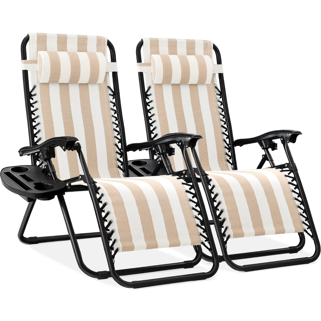 Best Choice Products - Juego de 2 sillas reclinables ajustables de malla de acero con gravedad cero con almohadas y bandejas para portavasos - rosa intenso/negro