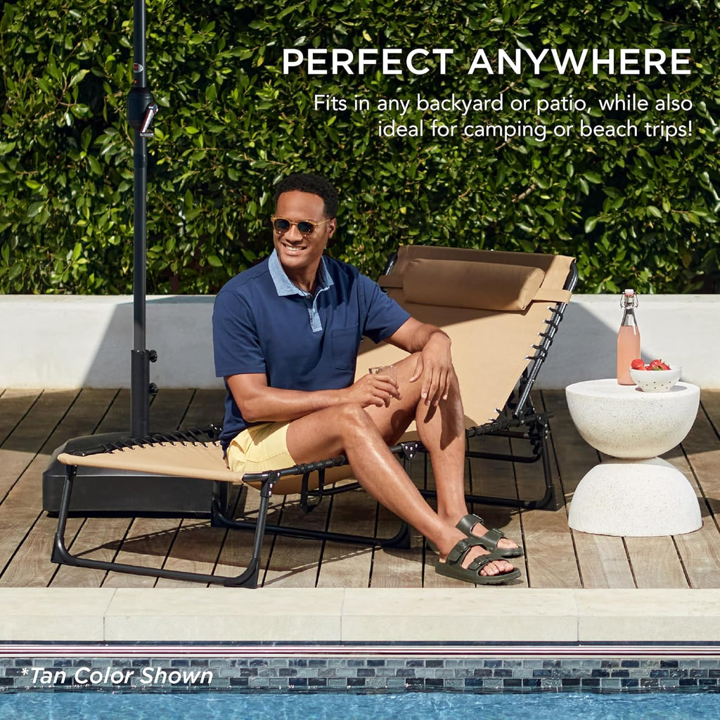 Best Choice Products - Sillón reclinable plegable portátil en la piscina para césped, patio trasero, playa con 8 posiciones ajustables, asas de transporte, capacidad de peso de 300 libras, color verde bosque