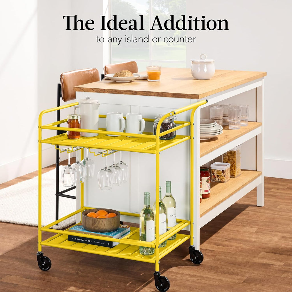 Best Choice Products - Carrito de bar móvil para exteriores, carrito de servicio de bar para el hogar, carrito de parrilla con almacenamiento de 2 niveles, estante para vino, ruedas bloqueables, color