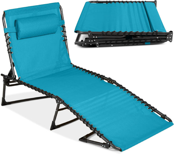 Best Choice Products - Sillón reclinable plegable portátil para césped, con 8 posiciones, asas, capacidad de 300 libras, pavo real