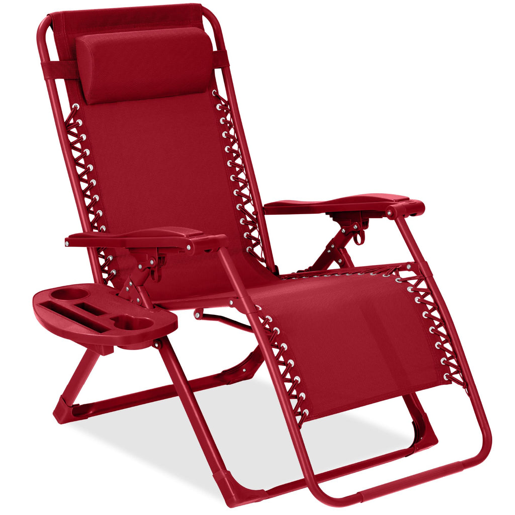Best Choice Products - Silla ajustable de alta calidad con gravedad cero y monocromática, plegable, reclinable para patio con bandeja lateral, reposacabezas - Lavanda