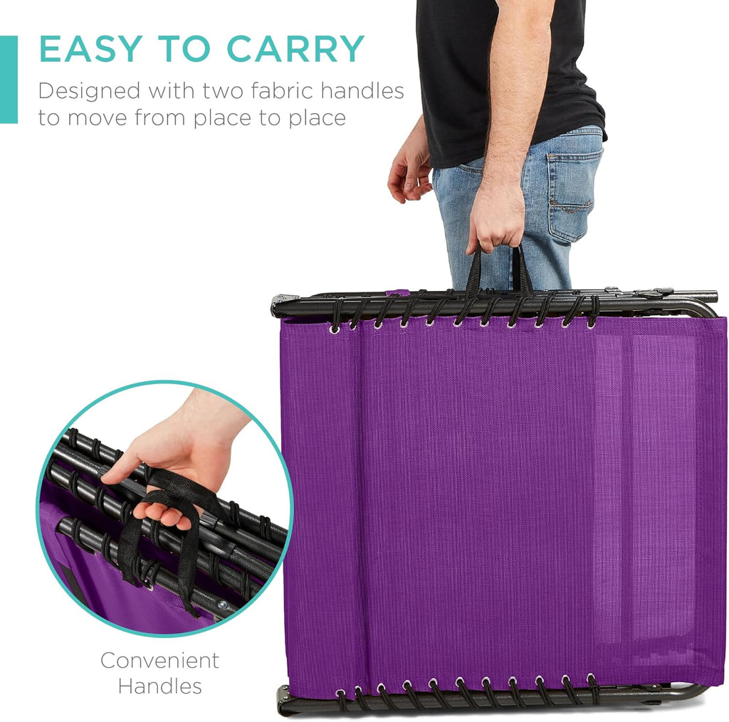 Best Choice Products - Sillón reclinable plegable portátil para césped, con 8 posiciones, asas, capacidad de 300 libras, color morado