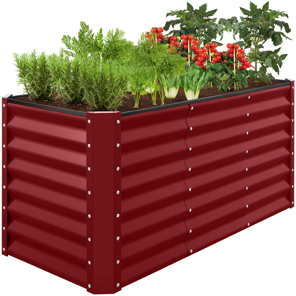 Best Choice Products - Cama de jardín elevada de metal para exteriores, de 4 x 2 pies, caja de macetas de raíces profundas para verduras, flores, hierbas con capacidad de 119 galones, color burdeos