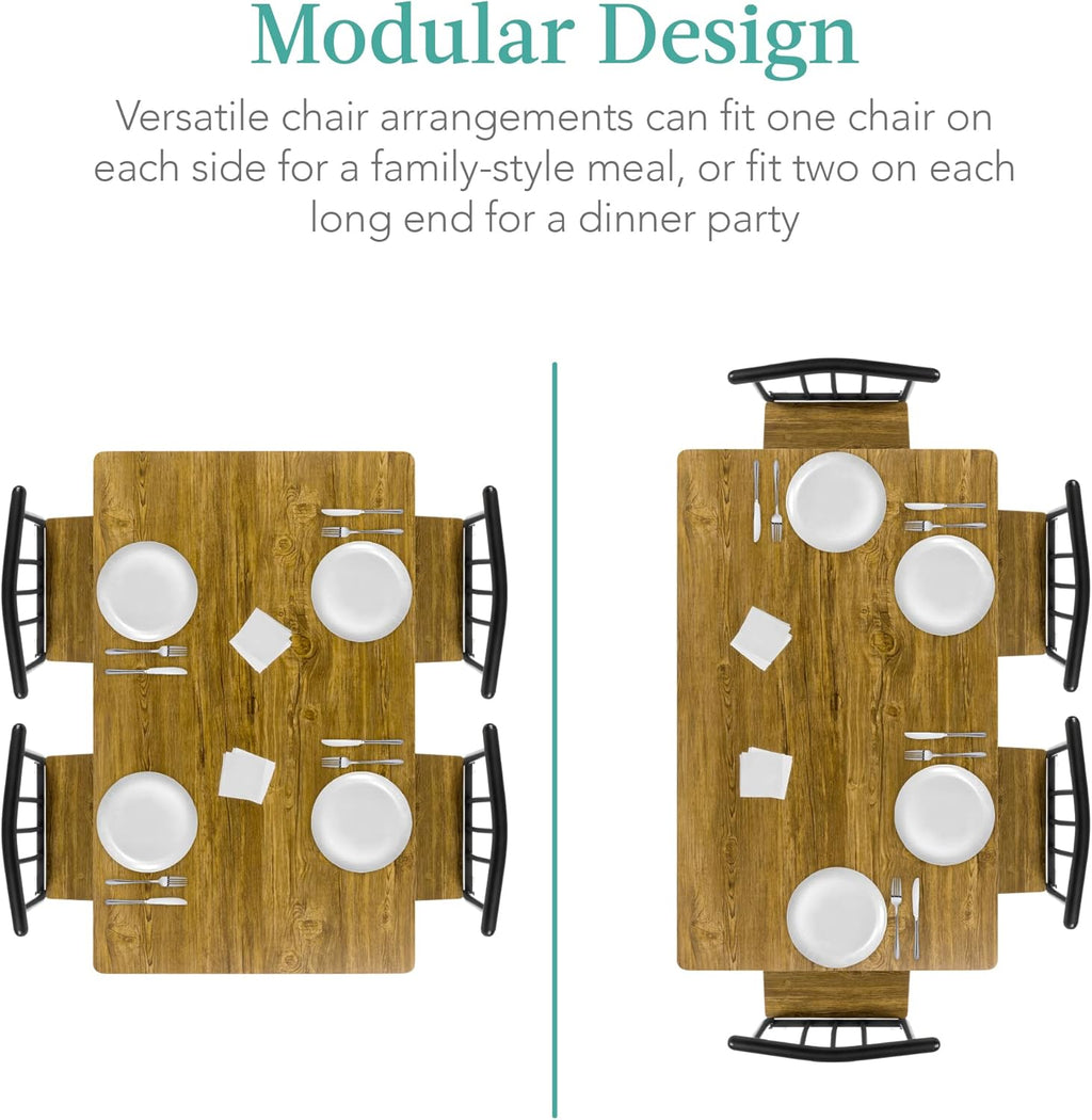 Best Choice Products - Juego de Muebles de Mesa de Comedor Rectangular Moderna de Metal y Madera, 5 Piezas, para Cocina y Comedor, con 4 Sillas, Color Café