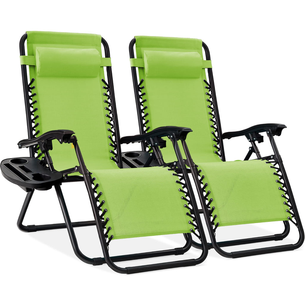 Best Choice Products - Juego de 2 sillas reclinables ajustables de malla de acero con gravedad cero con almohadas y bandejas para portavasos - rosa intenso/negro