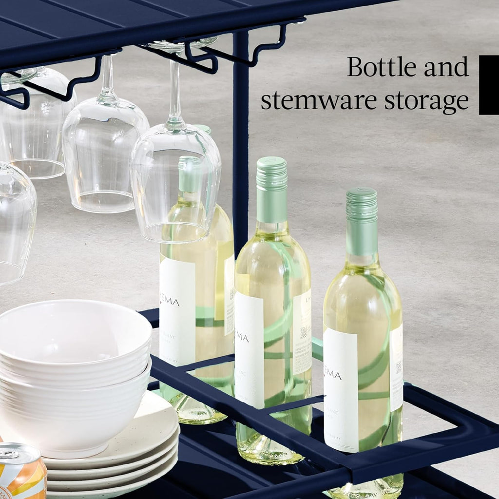 Best Choice Products - Carrito de bar móvil para exteriores, carrito de servicio de bar para el hogar, mesa auxiliar para barbacoa con almacenamiento de 2 niveles, estante para vino, ruedas