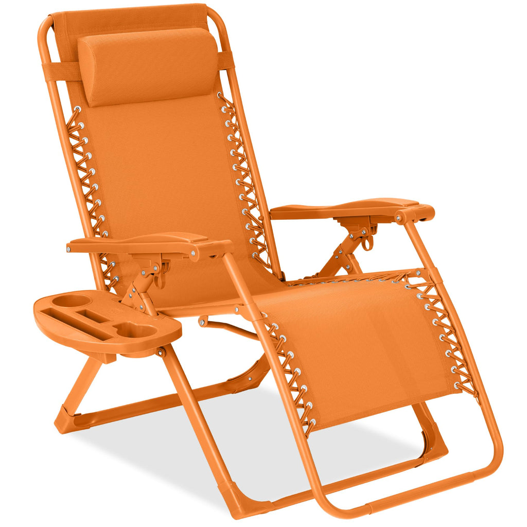 Best Choice Products - Silla ajustable de alta calidad con gravedad cero y monocromática, plegable, reclinable para patio con bandeja lateral, reposacabezas - Lavanda