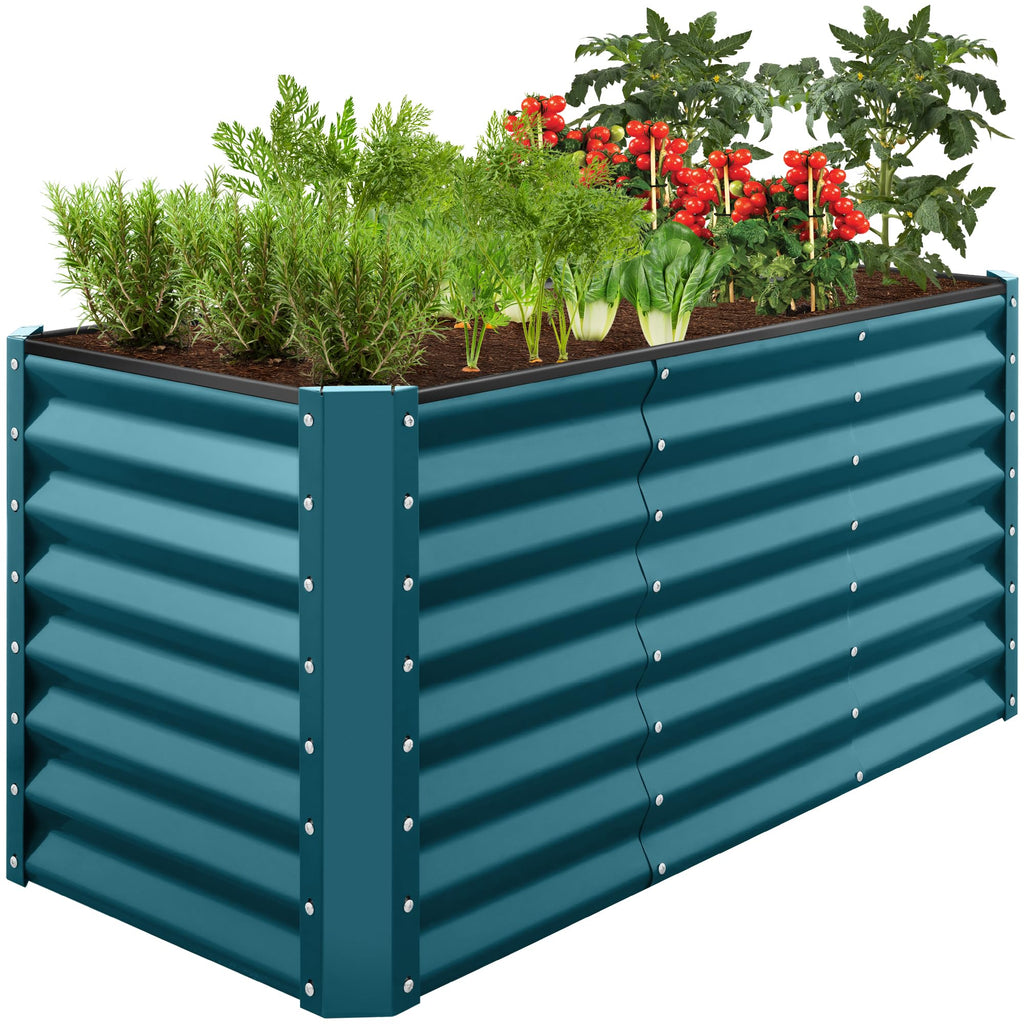 Best Choice Products - Cama de jardín elevada de metal para exteriores, de 8 x 4 x 2 pies, caja para macetas de raíces profundas para verduras, flores, hierbas y suculentas con capacidad de 478