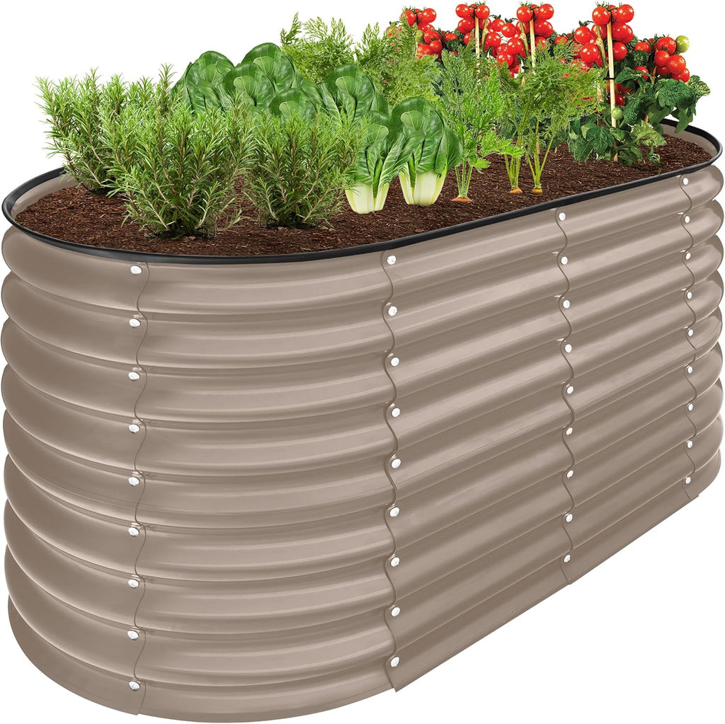 Best Choice Products - Cama de jardín elevada de metal para exteriores, de 4 x 2 x 2 pies, caja ovalada de raíz profunda para verduras, flores, hierbas y suculentas con capacidad de 101 galones,