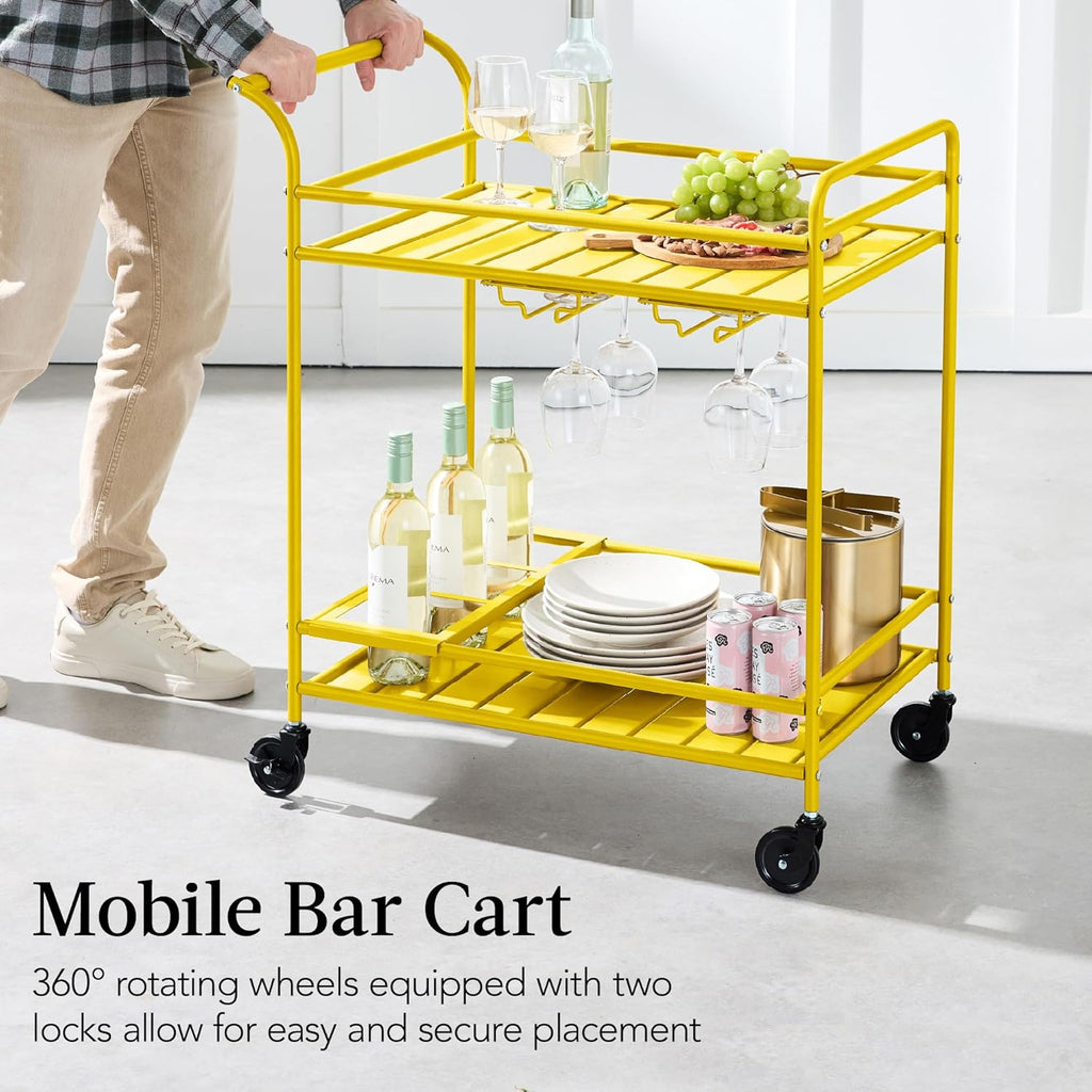 Best Choice Products - Carrito de bar móvil para exteriores, carrito de servicio de bar para el hogar, carrito de parrilla con almacenamiento de 2 niveles, estante para vino, ruedas bloqueables, color