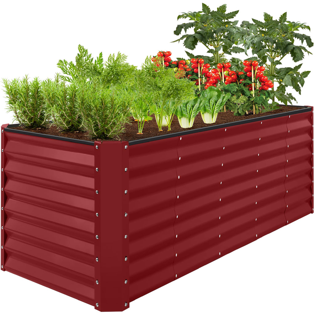 Best Choice Products - Cama de jardín elevada de metal para exteriores, de 4 x 2 pies, caja de macetas de raíces profundas para verduras, flores, hierbas con capacidad de 119 galones, color burdeos