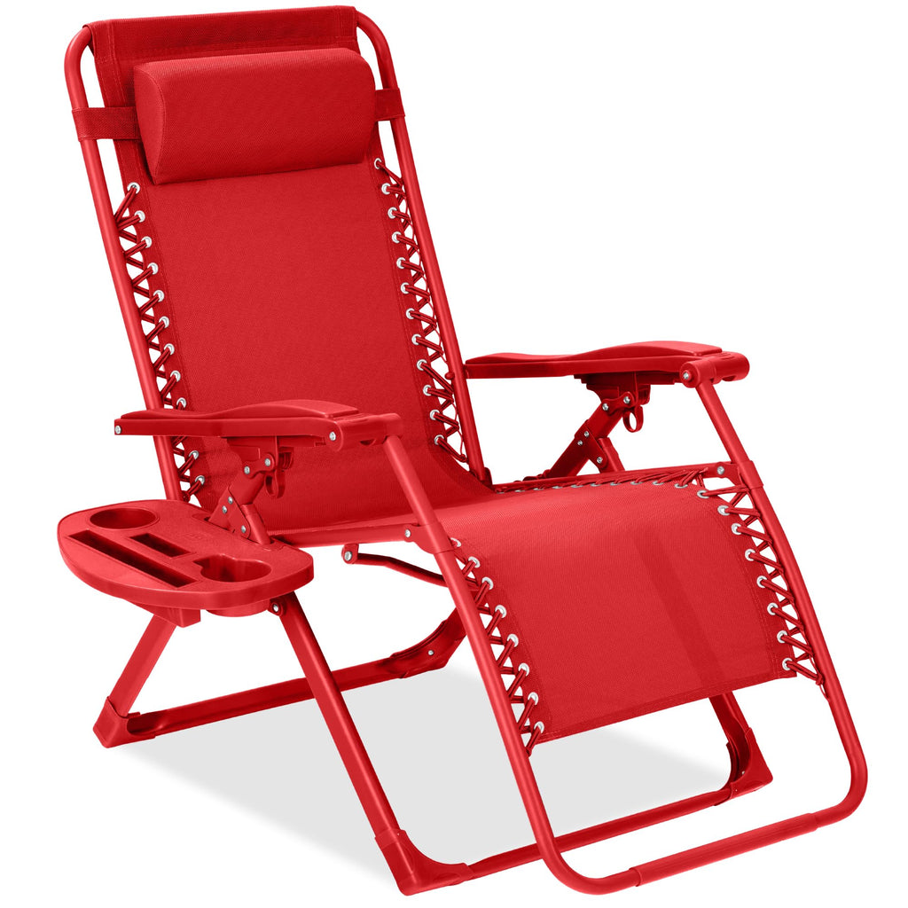 Best Choice Products - Silla ajustable de alta calidad con gravedad cero y monocromática, plegable, reclinable para patio con bandeja lateral, reposacabezas - Lavanda