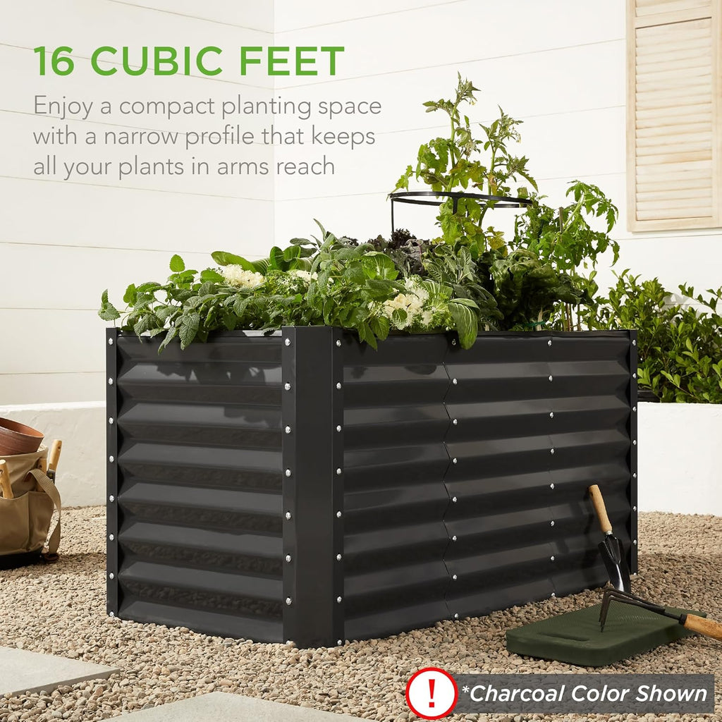 Best Choice Products - Cama de jardín elevada de metal para exteriores, de 4 x 2 pies, caja de macetas de raíces profundas para verduras, flores, hierbas con capacidad de 119 galones, color burdeos