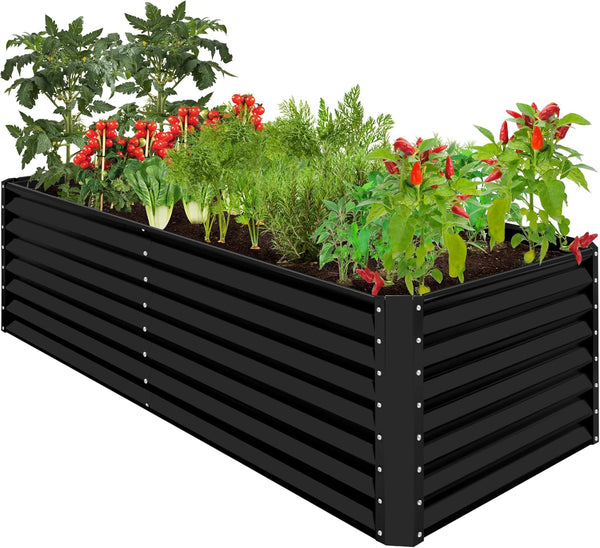 Best Choice Products - Cama de jardín elevada de metal para exteriores, de 8 x 4 x 2 pies, caja para macetas de raíces profundas para verduras, flores, hierbas y suculentas con capacidad de 478