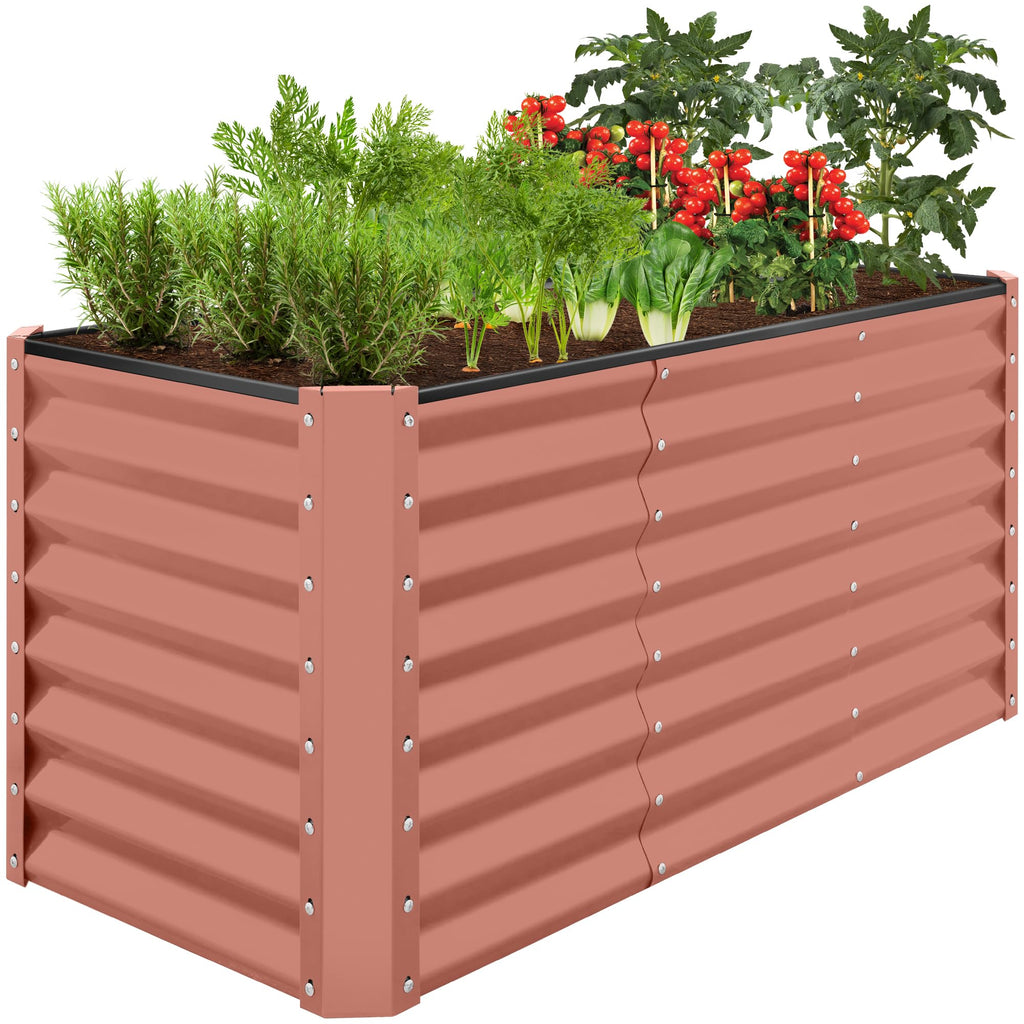 Best Choice Products - Cama de jardín elevada de metal para exteriores, de 4 x 2 pies, caja de macetas de raíces profundas para verduras, flores, hierbas con capacidad de 119 galones, color burdeos