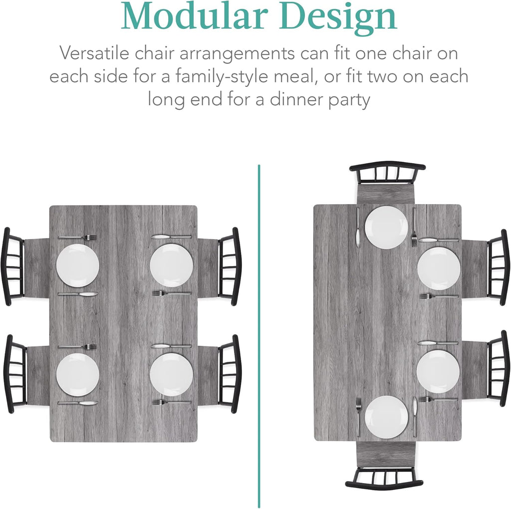 Best Choice Products - Juego de Muebles de Mesa de Comedor Rectangular Moderna de Metal y Madera, 5 Piezas, para Cocina y Comedor, Con 4 Sillas, Color Gris