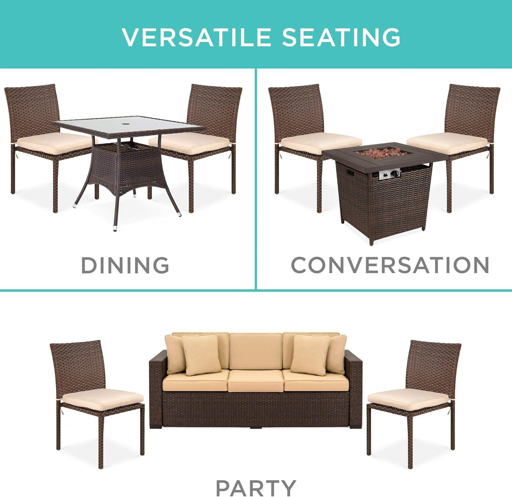 Best Choice Products Outdoor Wicker Patio Stacking Chairs Set of 4 -Brown
